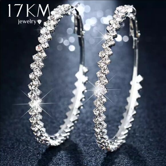NEW Crystal Round Earrings   - Picture 1 of 8